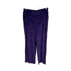 C.B. Casual Purple Pull On Elastic Waist Velour Pants Sz XL Active Lounge NWT